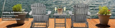 Wood Lounge Patio Chair for Garden Outdoor Wooden Folding Adirondack Chair Set of 2 Solid Cedar Wood Lounge Patio Chair for Garden; Lawn; Backyard;