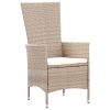 7 Piece Patio Dining Set with Cushions Poly Rattan Beige