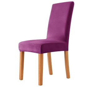 Solid Color Thickened Check Velvet One-piece Chair Cover Elastic Hotel Restaurant Anti-fouling Stool Cover (Option: 18 Style)