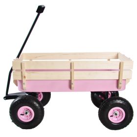 Outdoor&nbsp;Wagon&nbsp;All&nbsp;Terrain&nbsp;Pulling&nbsp;w/Wood&nbsp;Railing&nbsp;Air&nbsp;Tires&nbsp;Children&nbsp;Kid&nbsp;Garden (Color: as Pic)