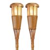 LED Island Torches, Dusk-to-Dawn Dancing Flame Outdoor Landscape Lighting, Bamboo Finish, 4-Pack