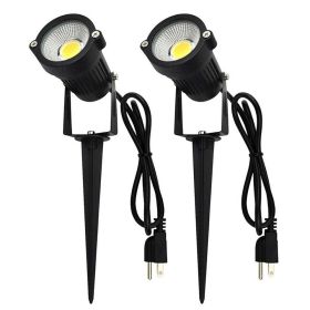 1/2 Pack Outdoor White Landscape LED Spot COB Lights 5W 110V Waterproof IP65 (Type: White w/plug)
