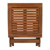 Outdoor Patio Wood Portable Extended Chaise Lounge Set with Foldable Tea Table for Balcony, Poolside, Garden