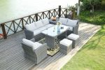 Direct Wicker 7 PCS Outdoor PE Rattan Wicker Sofa Rattan Patio Garden Furniture;  With Wide Cabinet;  Gray