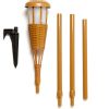 LED Island Torches, Dusk-to-Dawn Dancing Flame Outdoor Landscape Lighting, Bamboo Finish, 4-Pack