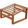 Outdoor Patio Wood 6-Piece Conversation Set, Sectional Garden Seating Groups Chat Set with Ottomans and Cushions for Backyard, Poolside, Balcony