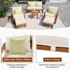 Outdoor Patio Wood 6-Piece Conversation Set, Sectional Garden Seating Groups Chat Set with Ottomans and Cushions for Backyard, Poolside, Balcony