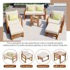 Outdoor Patio Wood 6-Piece Conversation Set, Sectional Garden Seating Groups Chat Set with Ottomans and Cushions for Backyard, Poolside, Balcony