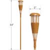 LED Island Torches, Dusk-to-Dawn Dancing Flame Outdoor Landscape Lighting, Bamboo Finish, 4-Pack