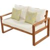 Outdoor Patio Wood 6-Piece Conversation Set, Sectional Garden Seating Groups Chat Set with Ottomans and Cushions for Backyard, Poolside, Balcony