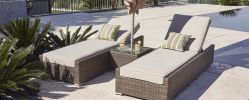Direct Wicker Outdoor 3PCS Deluxe Patio Adjustable Wicker Rattan Chaise Lounge Set with Cushions and Table